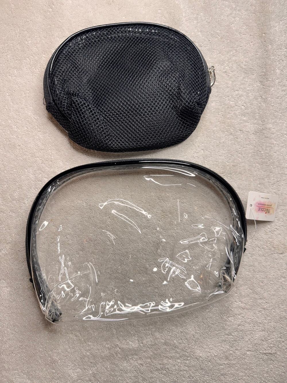 Toiletries Travel make up bag set of 2 sturdy one transparent one mesh